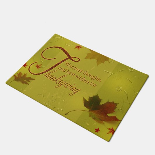 Thanksgiving wenst Typografie Leaves Deurmat (Schuin)