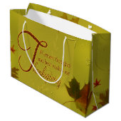 Thanksgiving wenst Typografie Leaves Groot Cadeauzakje (Achterkant Gekanteld)