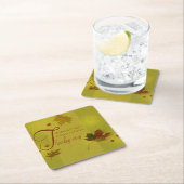 Thanksgiving wenst Typografie Leaves Kartonnen Onderzetters (Insitu)