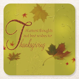 Thanksgiving wenst Typografie Leaves Kartonnen Onderzetters