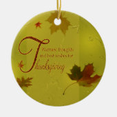 Thanksgiving wenst Typografie Leaves Keramisch Ornament (Voorkant)