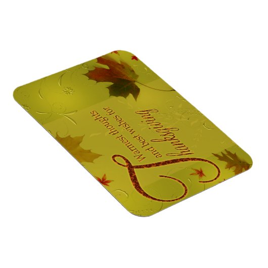 Thanksgiving wenst Typografie Leaves Magneet (Rechterzijde)