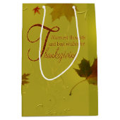 Thanksgiving wenst Typografie Leaves Medium Cadeauzakje (Voorkant)