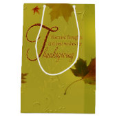 Thanksgiving wenst Typografie Leaves Medium Cadeauzakje (Achterkant)