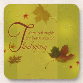 Thanksgiving wenst Typografie Leaves Onderzetter (Voorkant)