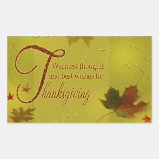 Thanksgiving wenst Typografie Leaves Rechthoekige Sticker (Voorkant)