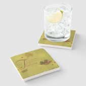 Thanksgiving wenst Typografie Leaves Stenen Onderzetter (Zijkant)