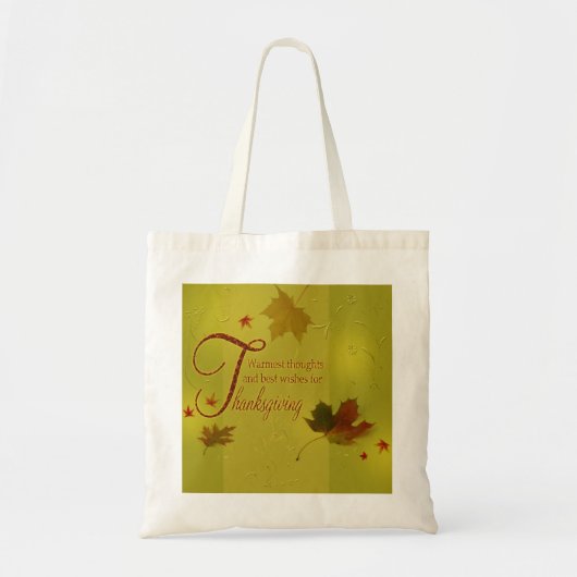 Thanksgiving wenst Typografie Leaves Tote Bag (Voorkant)