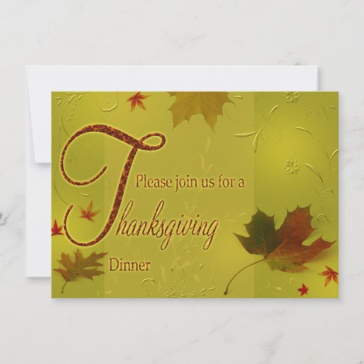Thanksgiving wenst Typografie Leaves - Uitnodiging (Voorkant)