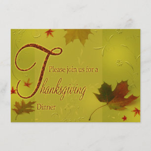 Thanksgiving wenst Typografie Leaves - Uitnodiging