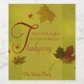 Thanksgiving wenst Typografie Leaves Wijn Etiket (Enkel label)