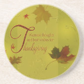 Thanksgiving wenst Typografie Leaves Zandsteen Onderzetter (Voorkant)
