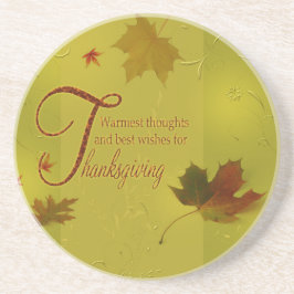 Thanksgiving wenst Typografie Leaves Zandsteen Onderzetter