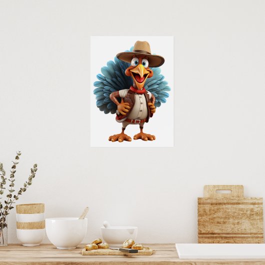 Thanksgiving Western Turkije Poster (Keuken)