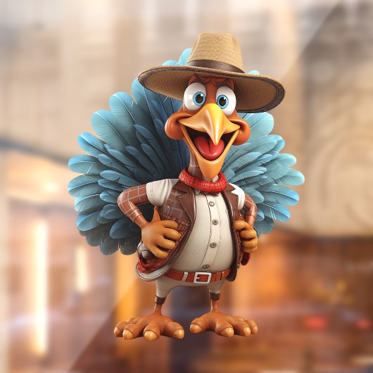 Thanksgiving Western Turkije Venster Cling Raamsticker (Vel 2)