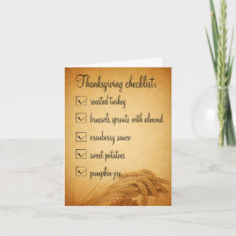 Thanksgiving Wheat Food Checklist Holiday Card Feestdagen Kaart