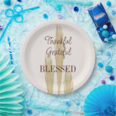 Thanksgiving Wheat Thankful Grateful Blessed 9" Papieren Bordje (Feest)