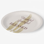 Thanksgiving Wheat Thankful Grateful Blessed 9" Papieren Bordje (Gekanteld)