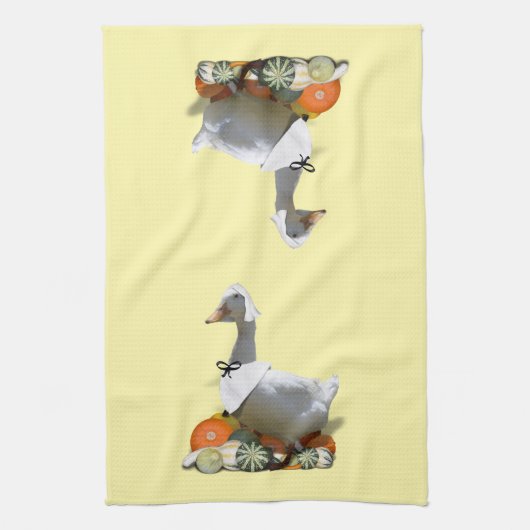 Thanksgiving White Duck Pilgrim Theedoek (Verticaal)