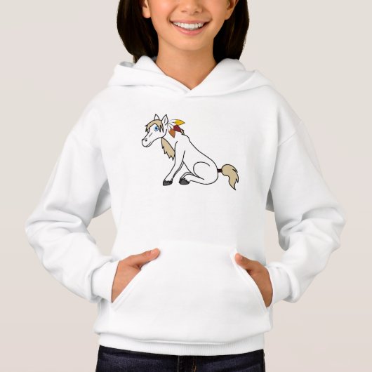Thanksgiving White Horse met Turkey Feathers (Voorkant)