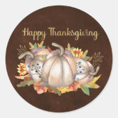 Thanksgiving White Pumpkins Floral Ronde Sticker (Voorkant)