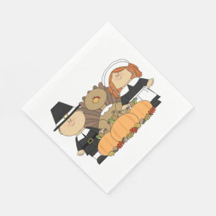 Thanksgiving/White Standard Luncheon Napkin Servetten