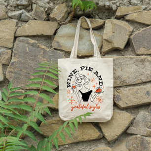 Thanksgiving wijn en wijn tote bag