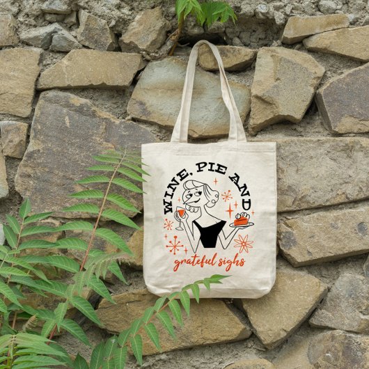Thanksgiving wijn en wijn tote bag