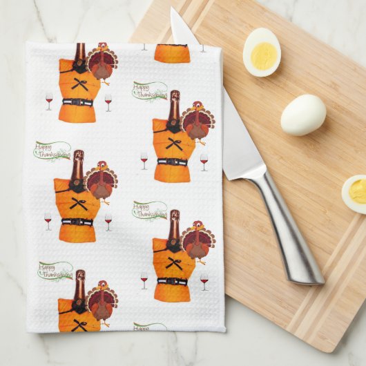 Thanksgiving wijnkeuken handdoek (Quarter Fold)