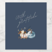 Thanksgiving Wijnlabel, Bloemen, Pompoen Wijn Etiket (Enkel label)