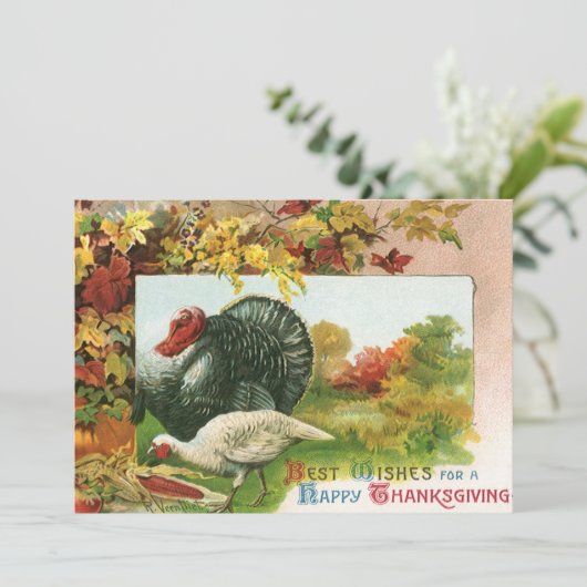  Thanksgiving, wilde kalkoenen - herfstkleuren Feestdagenkaart (Staand voorkant)