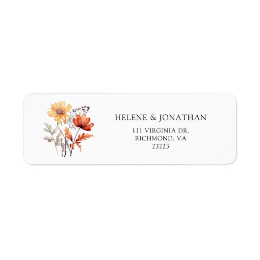 Thanksgiving Wildflower Rustic Herfst Retouradres Etiket (Voorkant)