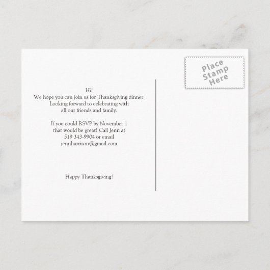 Thanksgiving Wishbone Diner Uitnodiging/Groet Uitnodiging Briefkaart (Achterkant)