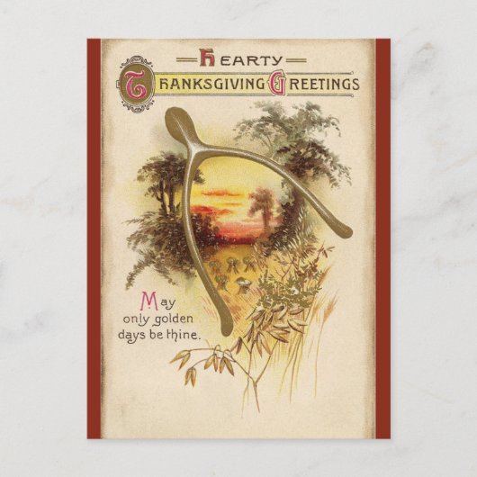  Thanksgiving Wishbone en Tarwe Briefkaart (Voorkant)