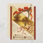 Thanksgiving Wishbone met lint Briefkaart (Voorkant / Achterkant)