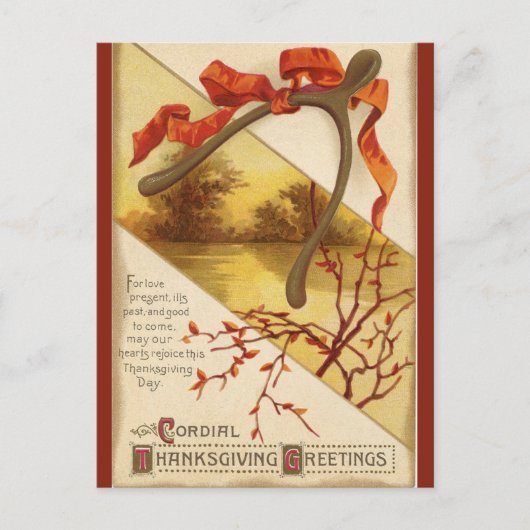 Thanksgiving Wishbone met lint Briefkaart (Voorkant)