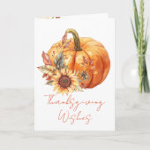 Thanksgiving Wishes Pumpkin & Sunflower Card Kaart (Voorkant)