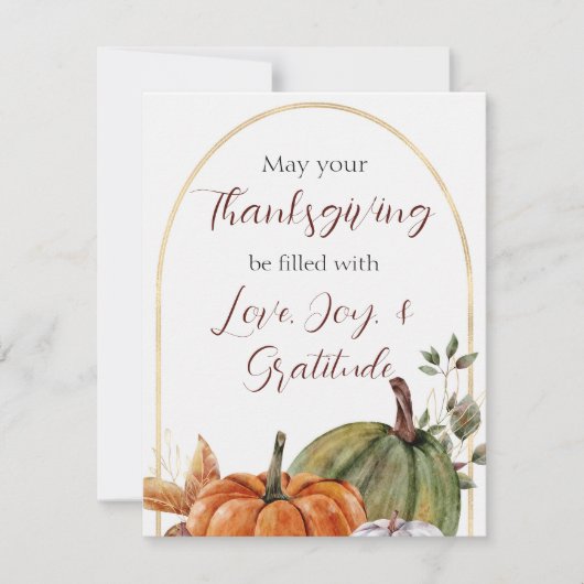 Thanksgiving Wishes Vakantie pompoen Waterverf Notitiekaartje (Voorkant)