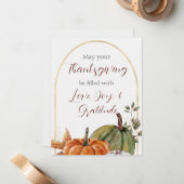 Thanksgiving Wishes Vakantie pompoen Waterverf Notitiekaartje (Voorkant / Achterkant in situ)