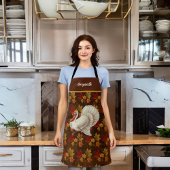 Thanksgiving Wit Turkije Herfstbladeren Monogram Schort