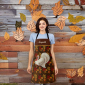 Thanksgiving Wit Turkije Herfstbladeren Monogram Schort