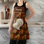 Thanksgiving Wit Turkije Herfstbladeren Monogram Schort