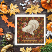 Thanksgiving Wit Turkije Herfstbladeren Monogram Servet