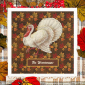 Thanksgiving Wit Turkije Herfstbladeren Monogram Servet