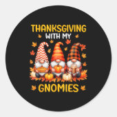 Thanksgiving With My Gnomies Funny Autumn Fall Gno Ronde Sticker (Voorkant)
