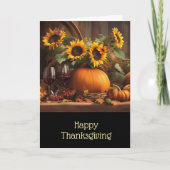 Thanksgiving with Wine Sunflowers Pumpkins  Kaart (Voorkant)