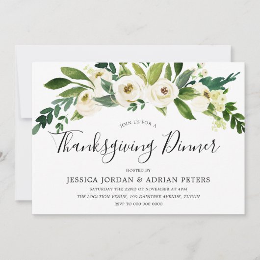 Thanksgiving Witte bloemen bloemen Kaart (Voorkant)