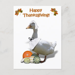Thanksgiving Witte duck Pilgrim Girl Feestdagenkaart
