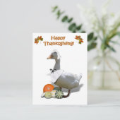 Thanksgiving Witte duck Pilgrim Girl Feestdagenkaart (Staand voorkant)