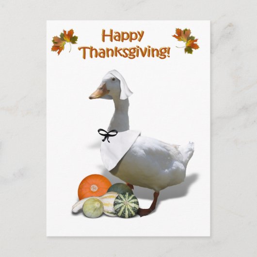 Thanksgiving Witte duck Pilgrim Girl Feestdagenkaart (Voorkant)